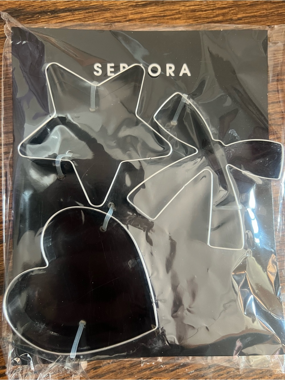Sephora Heart & Star & Bow Metal Cookie Cutters - Silver NWT